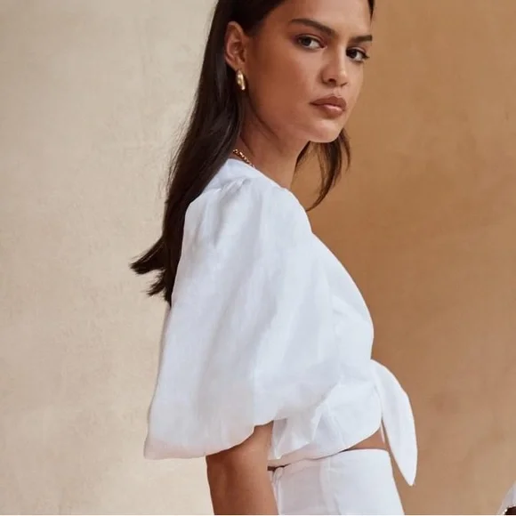 DISSH Hallie White Linen Top - Picture 3 of 7